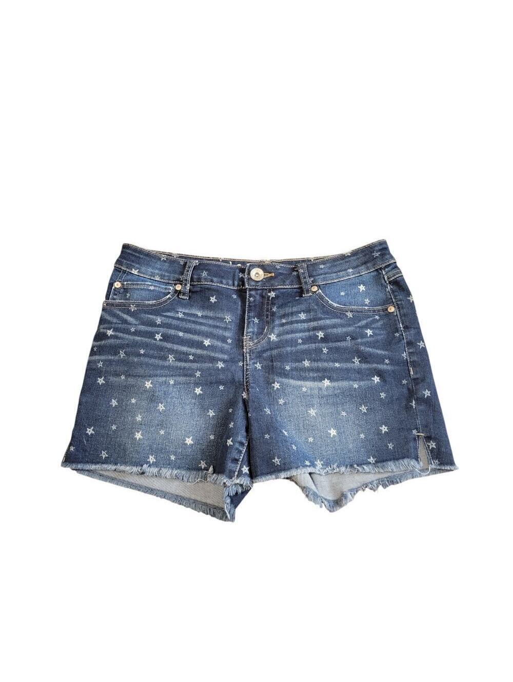 Natural Reflections Low Rise Star Print Denim Stretch Shorts Size 4